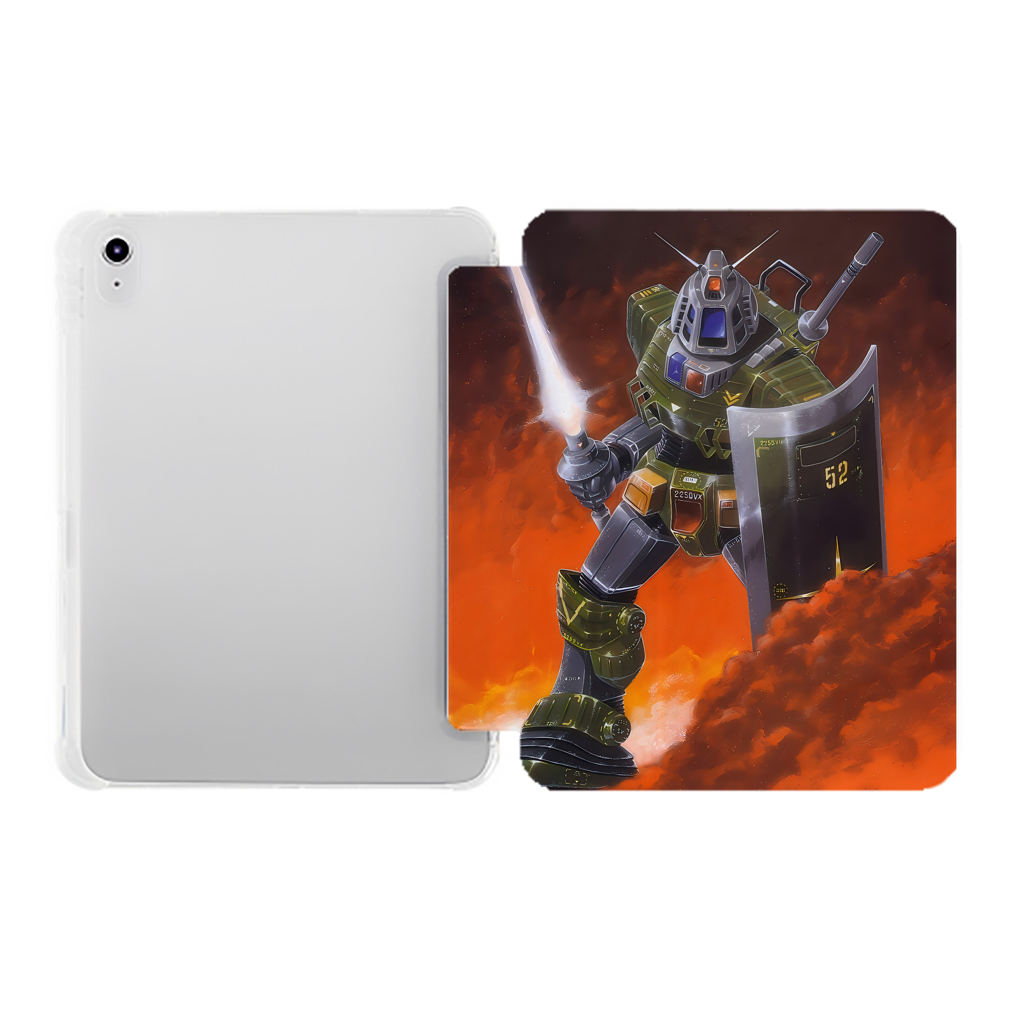 （画像用） 機動戦士ガンダム Mobile Suit Gundam IPad ケース ペン収納付き 三つ折りスタンド PUレザー×シリコン 対応機種9.5/10.5/10.9インチ